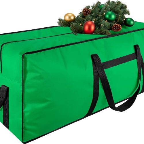 4 4.5 ft Christmas Tree Storage Bag, Heavy Duty Christmas Tree Bag with Reinforced Handles and Dual Zippers Wide Opening, Large Capacity fits for Artificial Christmas Tree (Green, 4.5 ft)