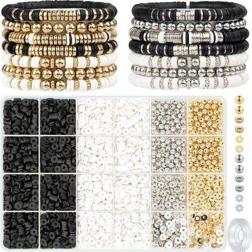 4 Gionlion 3000 Pcs Clay Beads Bracelets for Women Adults, Bracelet Making kit Golden Beads for Jewelry Making, Charms Bracelet Kit DIY Arts and Crafts Birthday Gifts Preppy