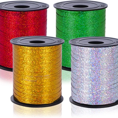 Lainrrew 1000 Yard Metallic Curling Ribbon Balloon String - 4 Pack, Gift Wrap, Christmas, Valentine's Day, Party Decoration