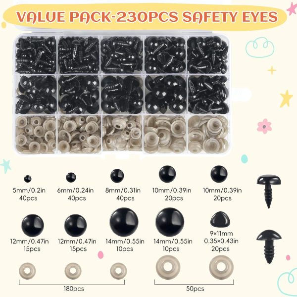 Roamall Safety Eye Tool - 230 PCS Crochet Eyes Amigurumi for Crocheting Stuffed Animals Safety Eye Snapper Tool Fits 5-30mm Eyes Doll Making Supplies Blue