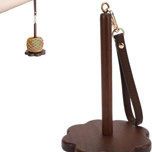 Portable Wrist Yarn Holder for Crocheting and Knitting, Wooden Yarn Ball Minder with Leather Strap, Yarn Spinner Stand for Yarn Storage and Organizer, Crochet Accessories for Beginners and Experts