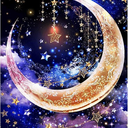 KTHOFCY 5D DIY Diamond Painting Kits for Adults Kids Star Moon Full Drill Embroidery Cross Stitch Crystal Rhinestone Paintings Pictures Arts Wall Decor Painting Dots Kits 15.7X11.8 in