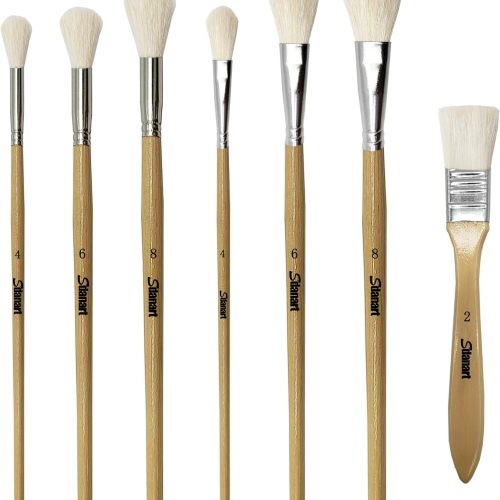 Gilding Brush Set,7 PCS Professional Goat Hair Blend Mop Brush Set for Acrylic Gouache Watercolor Oil Painting Gold foil and Gold Leaf Sheets