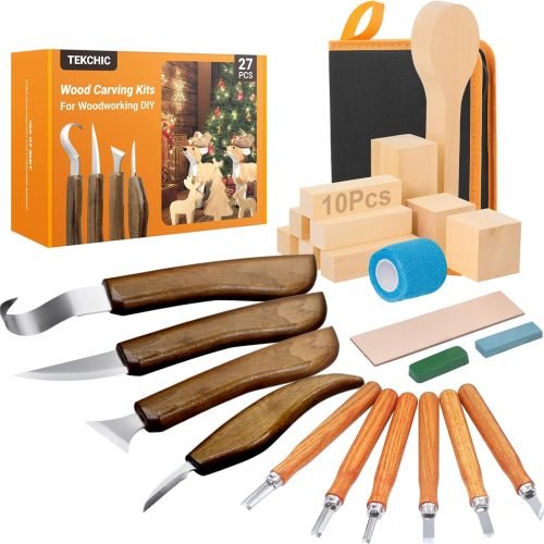 Wood Carving Kit Whittling Kit: 27pcs Wood Carving Tools Set with 4PCS Wood Carving Knives & 6PCS Detail Knive - Woodworking Tools Gift with Basswood Blocks Hobby for Beginners Adults Kids