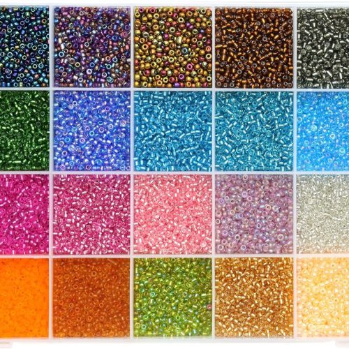 Ybxjges 24000Pcs 2mm Glass Seed Beads Kit, with 28 Colors Small Beads Kit for Girls,Women and Adults,Bracelets, Necklaces,Earring,Jewelry Making Supplies