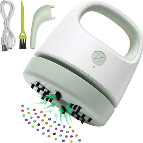 Diamond Painting Tools for Drill Quicker Picker, Luxiv Diamond Painting Accessories Tool for Sweep Spilled Diamonds Picker Vacuum Quicker Picker Organizer Spilled Drill with USB Charger, Brush (Green)