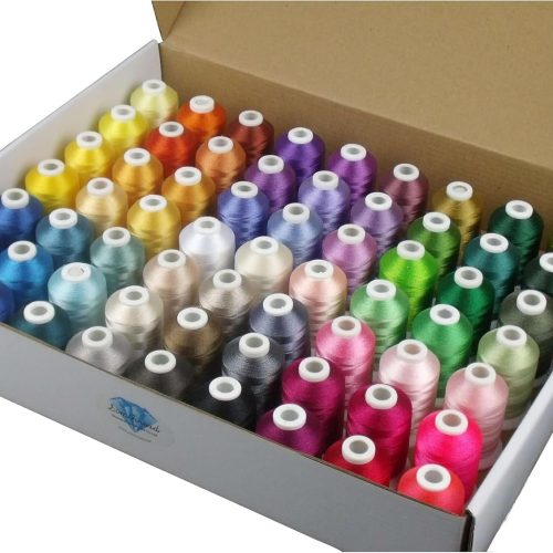 Simthread 63 Colors Polyester Compatible with Brother Embroidery Machine Thread Kit 40 Weight Compatible with Brother Babylock Janome Singer Pfaff Husqvarna Bernina Embroidery Sewing Machines 550Y