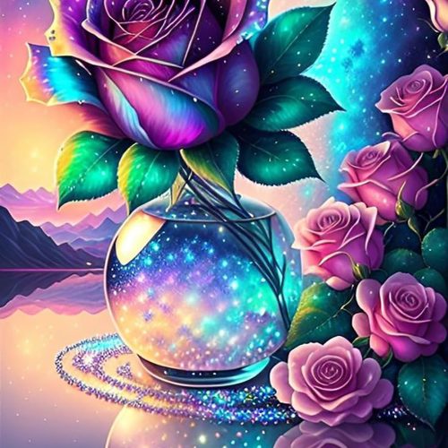 ARPADAMO Valentine's Day Rose Diamond Art Kits for Adults,5D Flower Diamond Painting DIY Diamond Art Diamond Painting Kits for Adult,Round Full Drill Diamond, Diamond Art Kits for Home Decor-12x16inch