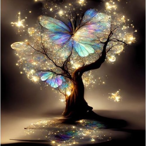 BOHADIY Diamond Painting Kit for Adults: Butterfly Tree of Life Art - 5D Diamond Dots - 12x16inch