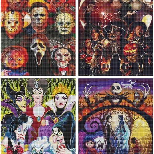 JAKI 4 Pack Diamond Art for Adults-Cartoon Diamond Painting Kits for Adults Beginners,DIY 5D Full Drill Art Perfect for Gift Home Wall Decor(12x16inch)