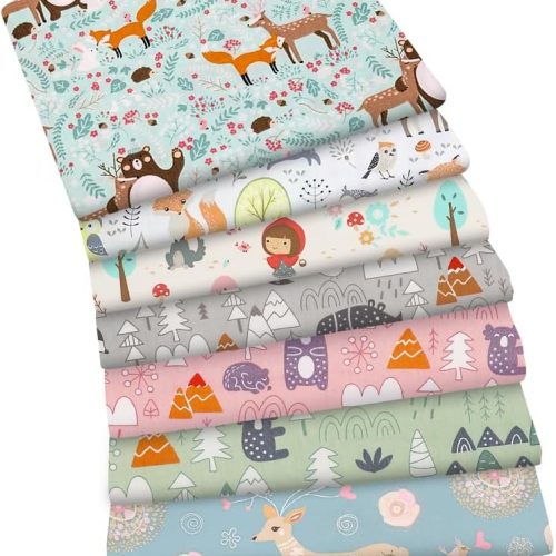 Aubliss 8pcs Fat Quarter Fabric Bundles 100% Cotton 20'' x 20'' Quilting Cotton Craft Fabric Pre-Cut Squares Sheets for Patchwork Sewing Quilting Crafting(Forest)