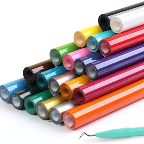 HTVRONT HTV Heat Transfer Vinyl Bundle - 20 Pack 12'' x 3FT Iron on Vinyl for All Cutting Machine, Easy to Use Heat Transfer Vinyl for T Shirts, HTV Vinyl Bundle with 20 Assorted Colors