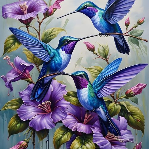 Hummingbird Diamond Art Kits for Adults,DIY 5D Diamond Painting Kits for Beginners,Round Full Drill Diamond Dots Paintings Picture Gem Art Craft for Home Wall Art Decor Gifts 12x16inch