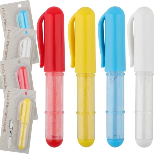 4 PCS Sew Fabric Chalk Markers, Fabric Chalk Pencil for Sewing and Quilting, Crafting, Erase Tailors Liner Pen for Cloth, Leather (Red/Yellow/White/Blue)