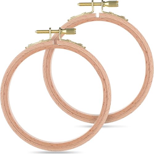2 Pack 4'' Embroidery Hoop Cross Stitch Ring Hoops Small Hoop Round Adjustable Embroidery Frames Small Sewing Hoop for Embroidery Art Craft Sewing, DIY Embroidery Craft