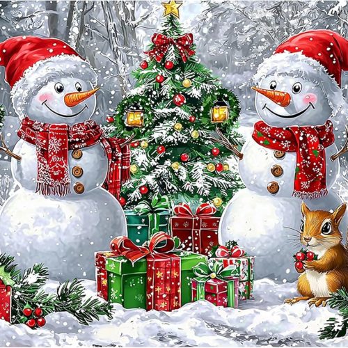 Diamond Art Painting Kits for Adults, Christmas Diamond Painting Kit 5D Snowman Diamond Art Kit for Beginner, Snow Scene Diamond Painting Full Round Drill Art and Crafts for Gift Decor 30x40cm