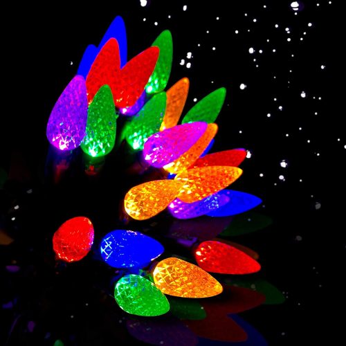 C6 Christmas Lights String Multicolor Outdoor 50 LED Strawberry Xmas Tree Indoor Waterproof Decoration Plug in 18 Feet Used for Patio Party Festive Courtyard Home(Multicolor)