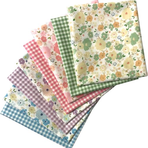 8 Pieces 18" x 22" (46cm x 56cm) Cotton 100% Floral Printed Sewing Supplies Fabric for Quilting Patchwork, DIY Craft, Scrapbooking Cloth