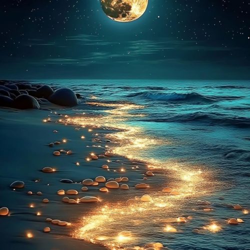 Moonlit Beach Diamond Painting Kits for Adults Full Drill 5D Diamond Art Kits DIY Diamond Painting by Number for Home Wall Decor 12 x 16 inches