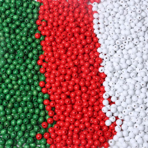 450Pcs10mm Wood Beads for Craft/Christmas Decor Blue, Silver and White Painted Wooden Beads- Hole 3mm, Wooden Loose Spacer Beads, Beading Supplies for Jewelry Making/DIY Handmade Crafts