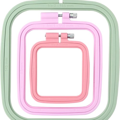 1 Square Embroidery Hoops, Cross Stitch Hoop and ABS Plastic Embroidery Hoops for Sewing, Needlework, Cross Stitch, Embroidery Projects (3PCS-3", 4.3", 6.5")