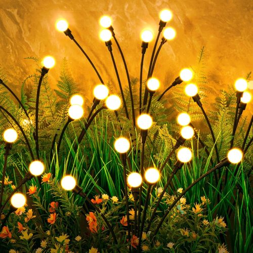 1 Solar Lights Outdoor(4 Pack, 32 LED), ASMAD Solar Garden Lights, Outdoor Decorations, Firefly Light for Patio Decor, Big Bulb, Unique Gifts for Women, Gifts for Grandma
