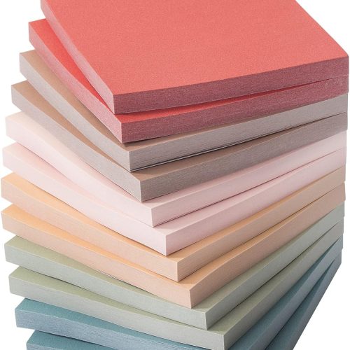 1 Sticky Notes, 3"x3", 12 Pads, Vintage Colors, Self-Stick Pads, Aesthetic, Colorful, Bulk