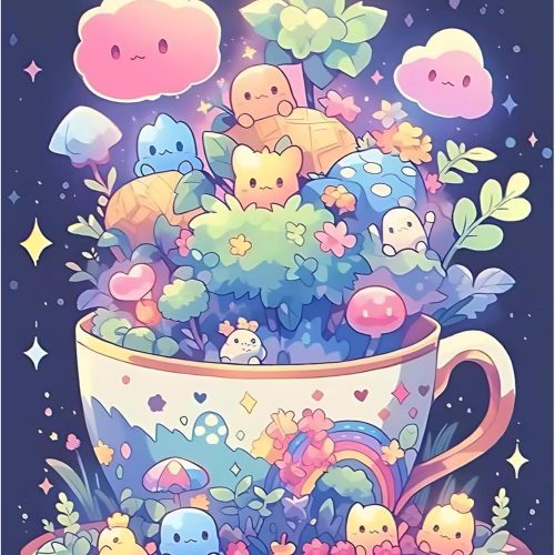 1 Cute Diamond Painting Kits for Adults - Diamond Art Kits for Cartoon, Cup Gem Art Kits for Adults for Gift Home Wall Decor (12x16inch)