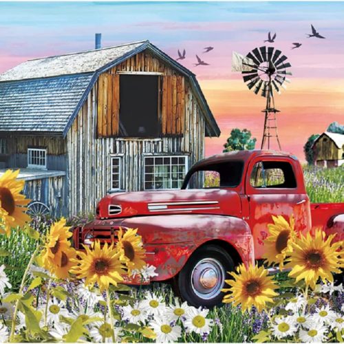 1 5D DIY Diamond Painting Kits for Adults Kids Farmhouse Full Drill Embroidery Cross Stitch Crystal Rhinestone Paintings Pictures Arts Wall Decor Painting Dots Kits 15.7X11.8 in