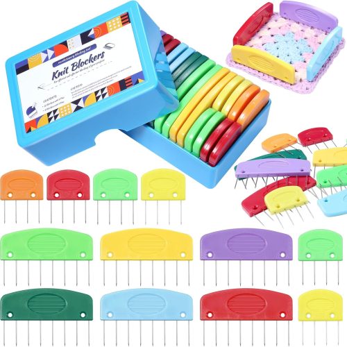 1 20 Pcs Knit Blocker Pins Combs, Color Knit Blockers Combs for Blocking, Rainbow Knitting Blockers Pins for Blocking Mats Knitting Pins Kit Knitting Tools, Multi Colors