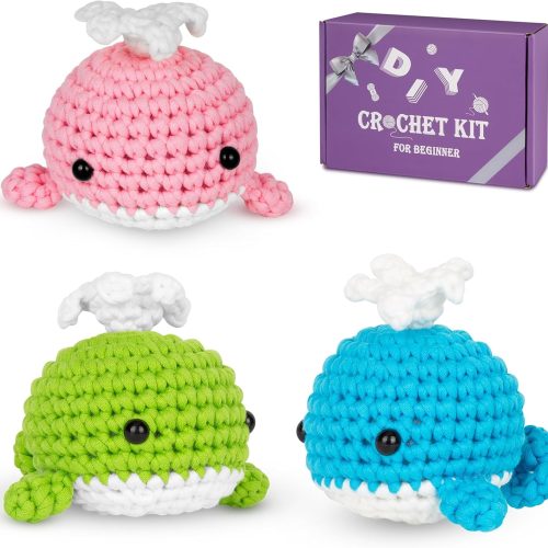 1 Crochet Kit for Beginners Kids, Learn to Crochet Starter Kit with Step-by-Step Video Tutorials, Amigurumi Beginner Crochet Kit for Adults, Knitting Kit Family