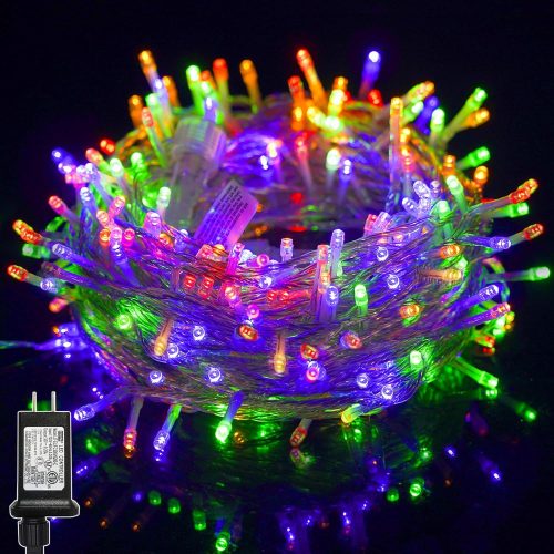 1 300 LED String Lights Outdoor Indoor, Extra Long 98.5FT Christmas Lights, 8 Lighting Modes, Plug in Waterproof Fairy Lights for Wedding Party Bedroom Decorations (Multicolor)