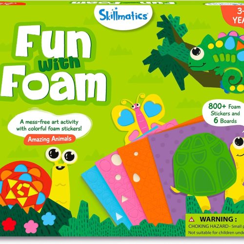 1 Skillmatics Foam Sticker Art Activity - Animals, Stocking Stuffers, Mess-Free Fun for Kids, 800+ 3D Foam Stickers, DIY Felt Craft Kits, Christmas Gifts for Boys & Girls Ages 3, 4, 5, 6, 7