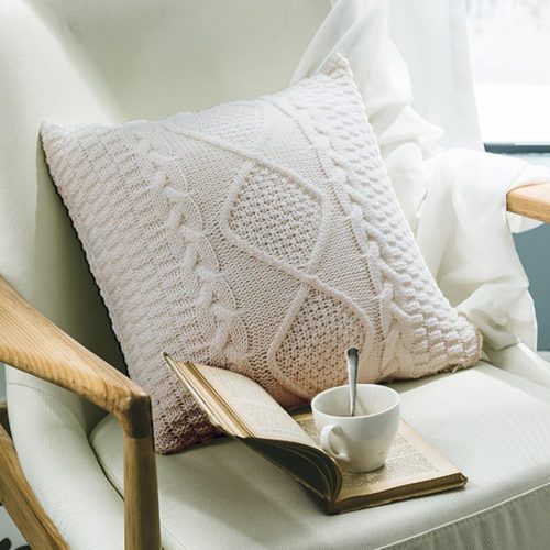Cotton Knitted Decorative Throw Pillow Cover Sweater Square Warm Cushion Cover for Couch Bed, Home Accent Decor