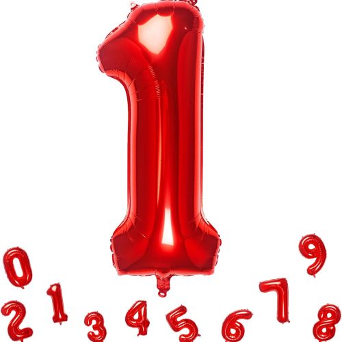 32 Inch Red Number 1 Balloons Foil Ballon Digital Birthday Party Decoration Supplies (Red Number 1 Balloon)