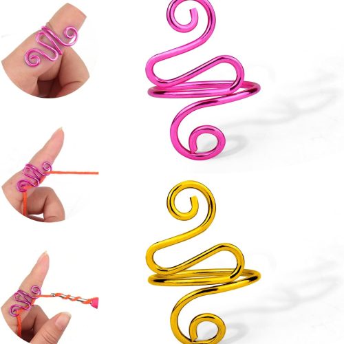 Crochet Ring,2PCS Gold Adjustable Yarn Tension Ring for Crocheting Peacock Shape Knitting Loop Open Finger Ring for Mother Grandma Thanksgiving Presents Finger Yarn Guide Crochet Accessories