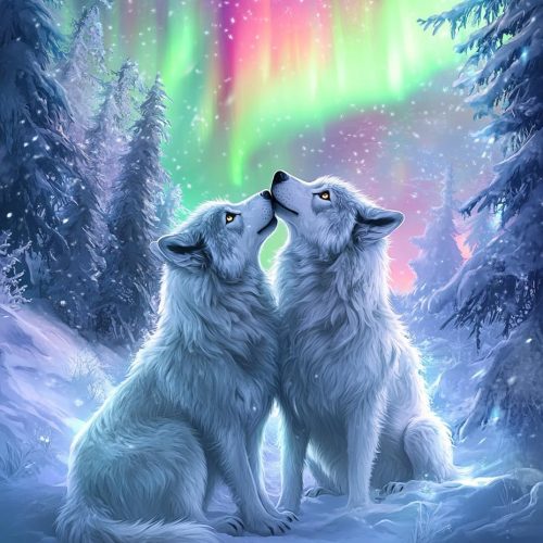 DIY 5D Diamond Art Kits for Adults, Wolf Diamond Painting for Adults, Diamond Art Winter Full Drill, Diamond Art Kits Embroidery Rhinestone Craft for Home Wall Decor 12x16 Inch