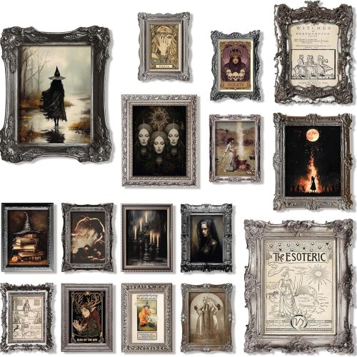 1 97 Decor Large 11x14 Witchy Room Decor Aesthetic - Vintage Gothic Decor For Bedroom, Goth Room Decor Aesthetic, Halloween Witchy Wall Art Prints, Creepy Dark Witch Posters Spooky Wall Decor (Unframed)