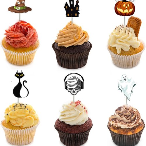 1 24 PCS Halloween Cupcake Toppers Halloween Birthday Cake Toppers Ghost Pumpkin Witch Hat Cat Cupcake Picks Halloween Birthday Party Decorations for Baby Shower Halloween Cake Decoration