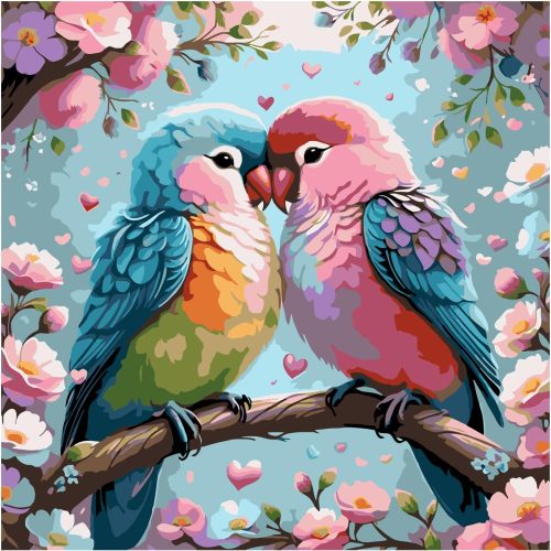 JATOK Paint by Numbers Kit for Adults Beginners, Couple Bird DIY Easy Acrylic Oil Painting by Numbers on Canvas, Paint-by-Numbers Drawing Kits for Gift Home Wall Decor Without Frame 16x16in