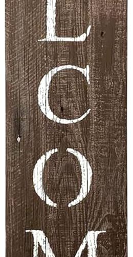 1 Wooden Welcome Sign for Front Door (5 Foot), Espresso Brown – 9” Wide Vertical Outdoor Welcome Signs – Decorative Real Reclaimed Wood - Farmhouse Rustic Yard, or Front Porch Decor,