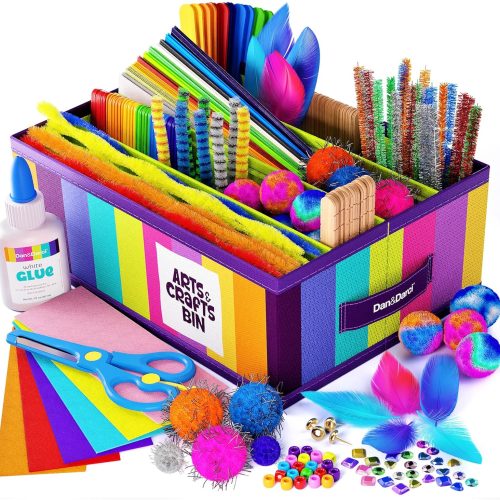 1 Arts & Crafts Supplies Kit for Kids and Toddlers - with Storage Bin - Kid & Toddler Art & Craft Set Ages 3, 4, 5, 6, 7 & 8 Years Old - Crafting Materials Box Kits for School or Gift
