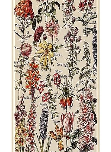 Vintage Tapestry 52 x 13 Inch, Long Vertical Wall Hanging Reference Illustrative Botanical Tassel Tapestry for Bedroom Living Room Home Decoration(Flower)