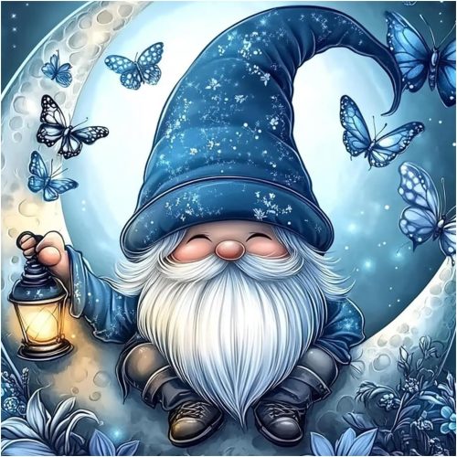 1 Gnome Diamond Art Kits for Adults, Diamond Art Gnome, Moon and Gnome Diamond Painting Kits, Diamond Painting for Gifts and Home Wall Decor 14x14 inch