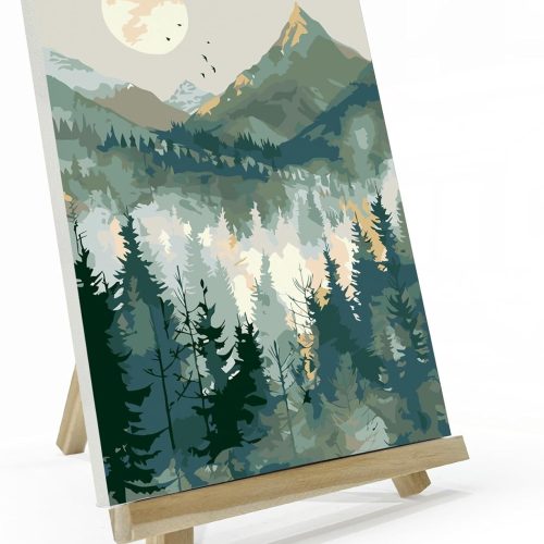 1 Mountain Paint by Number for Adults, Paint by Numbers Kit for Adults with Frame, DIY Mountain Landscape Paint by Number Kits Framed Canvas, Oil Painting Kit for Home Wall Decor 8 x 12 Inch