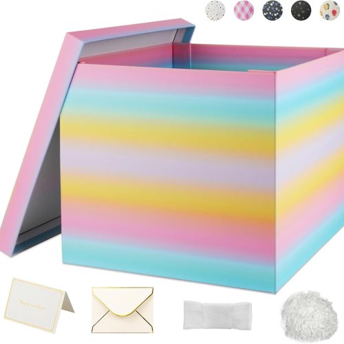 1 Large Gift Box 12x12x10 inches,Gift Boxes with Lids for Presents,Birthday Box,Gift Packaging for Baby Shower,Valentine's Day,Kids Party,Anniversaries and Celebrations.(Colorful Box)