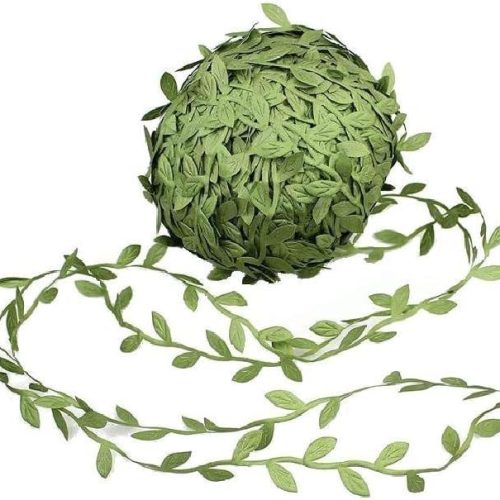 1 Olive Green Leaves Leaf Trim Ribbon -20 Yards - for DIY Craft Party Wedding Home Decoration (Olive Green)