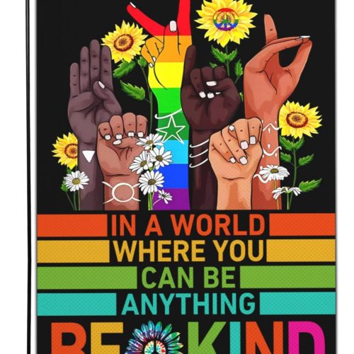 1 NASIAN Be Kind Garden Flag Small Gay Pride Yard Garden Flags for Outside Kindness Peace Sign in a World Where You Can Be Anything Garden Flag Rainbow Flag Outdoor Decorations 12x18 Inch