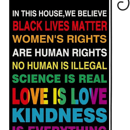 1 Pride Garden Flag 12 X 18 Inch Vertical Double Sided in This House We Believe Pride Gay Lesbian LGBTQ Pansexual Flag Yard Flag Outdoor Decorations
