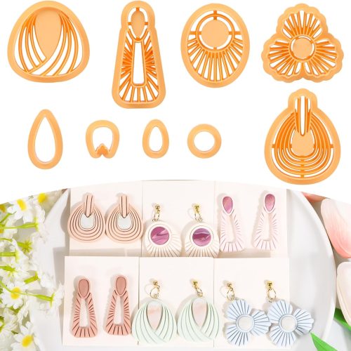 1 Puocaon Boho Polymer Clay Cutters - 12 Pcs Embossed Clay Cutters for Polymer Clay Earrings, Pendant Drop Dangle Earrings Design Clay Cutters Shape, Tile Decal Clay Jewelry Cutters